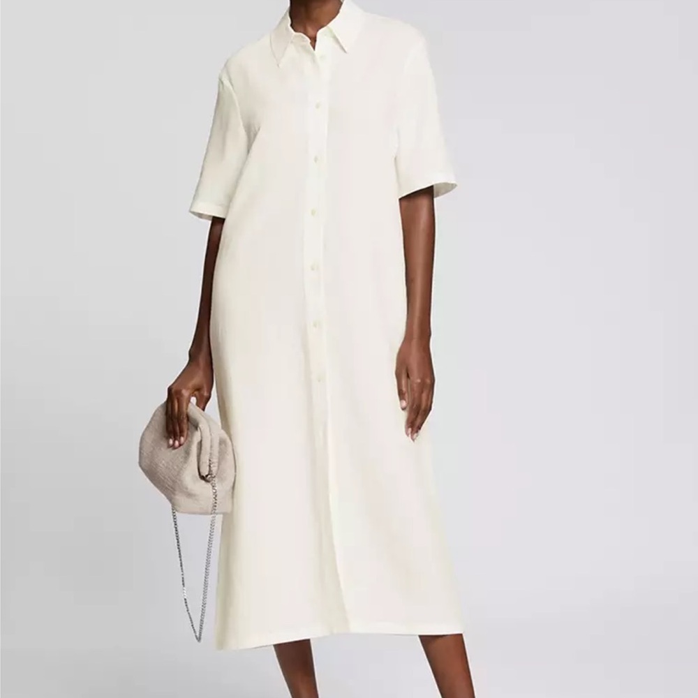 & Other Stories Cream Button-Up Midi Dress